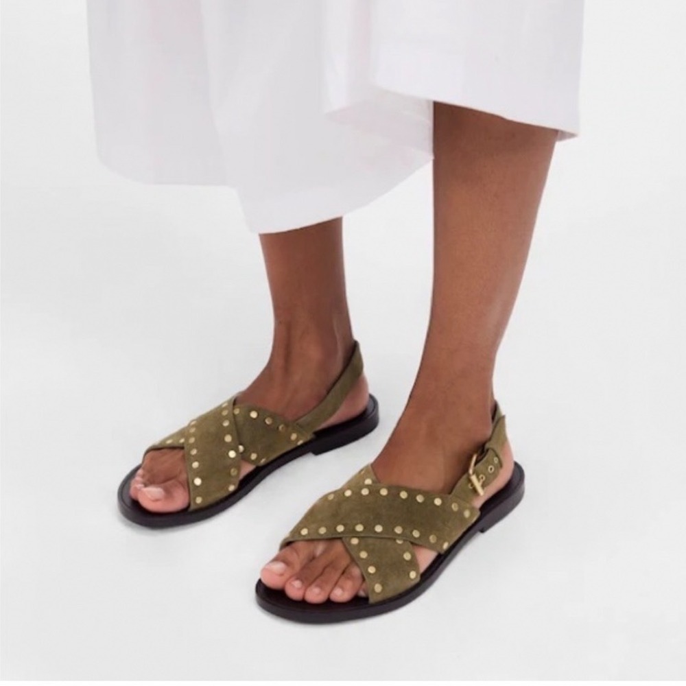 Madewell aged olive The Tuley crossover sandal 7.5